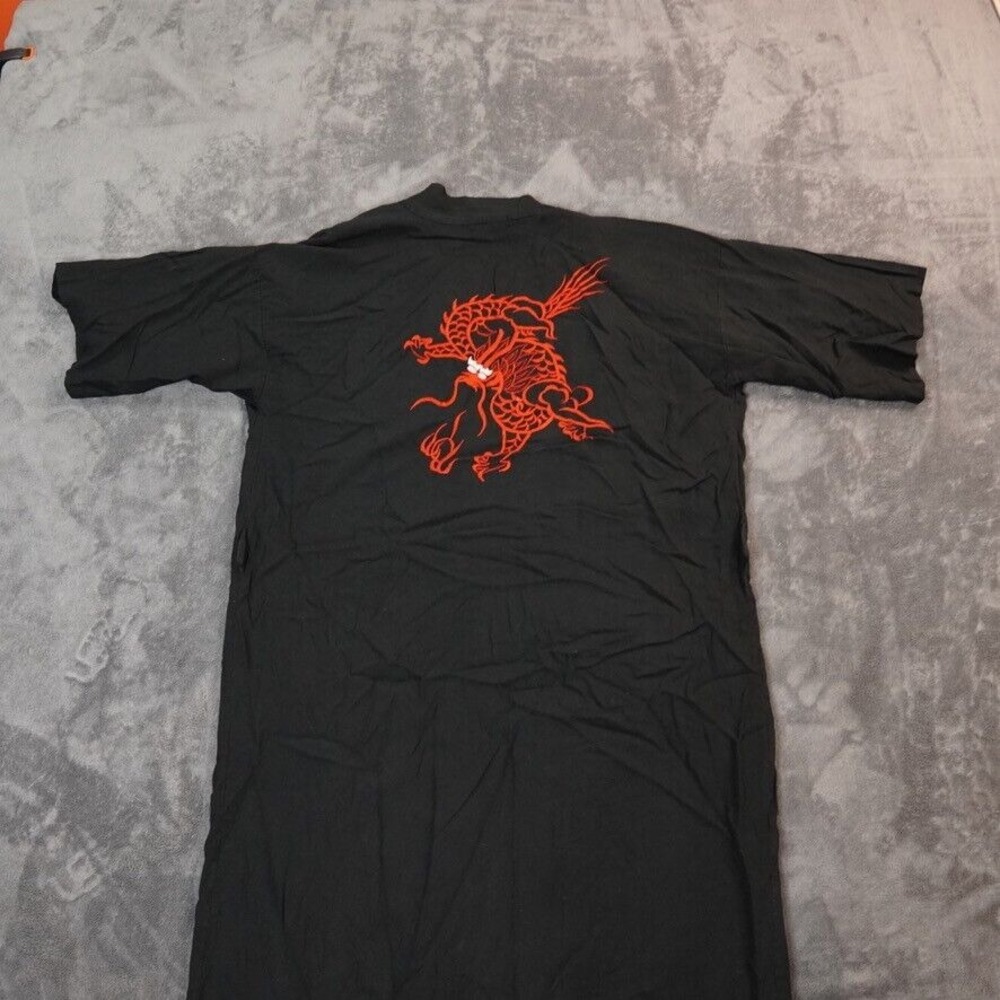 Vintage Yung Chak‎ Dragon Robe Mens Medium Black Red Hong Kong kimono